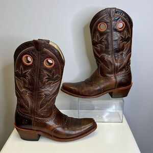 DOUBLE H Boots Mens 10.5 D Brown Leather Square Toe Cowboy 314379 Q913